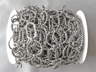 Antique Silver Plated Twisted Roped Oval Circle Jewelry Chain per Foot