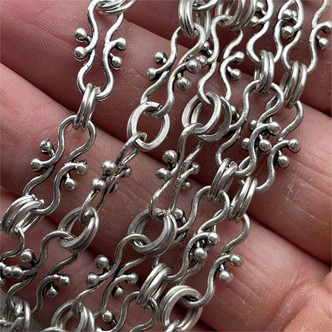 Infinity Decorative Wavy Dotted Chain Antique Silver Plated Per Ft