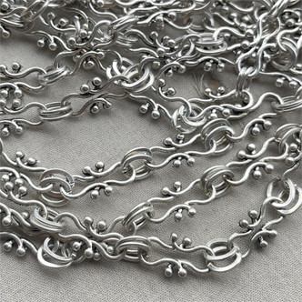 Infinity Decorative Wavy Dotted Chain Antique Silver Plated Per Ft