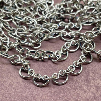 Pretzel Scroll Rhodium Silver Plated Solid Copper Chain 8x6mm Soldered Raw India Per Ft