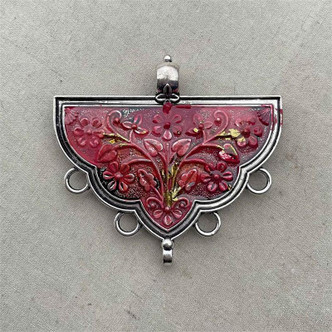 Imperial Tapestry Art Nouveau Flower Pendant Artisan Gilded Patina 63x60mm 1 Pc