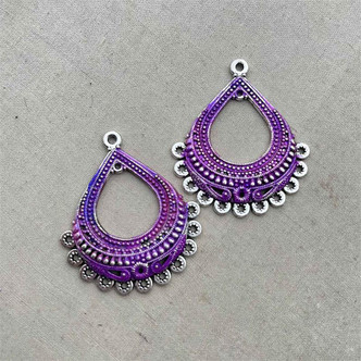 Purple Indian Filigree Chandelier 11 Loop Findings Artisan Earring Components Per Pair