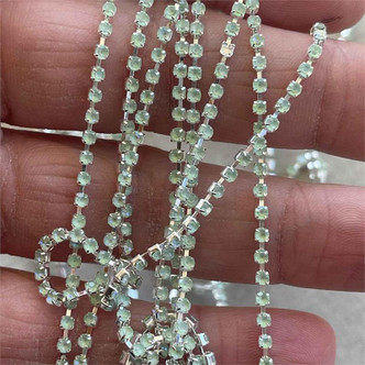 2mm Rhinestone Cup Chain Green Mocha Plated Q8 Feet Per Pkg