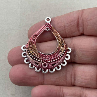 Coral Indian Filigree Chandelier 11 Loop Findings Artisan Earring Components Per Pair