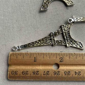 Gold Eiffel Tower Paris Filigree Pendant Artisan Mixed Patina Metal Per Pc