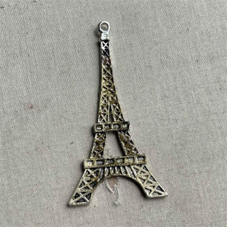Gold Eiffel Tower Paris Filigree Pendant Artisan Mixed Patina Metal Per Pc