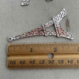Copper Eiffel Tower Paris Filigree Pendant Artisan Mixed Patina Metal Per Pc