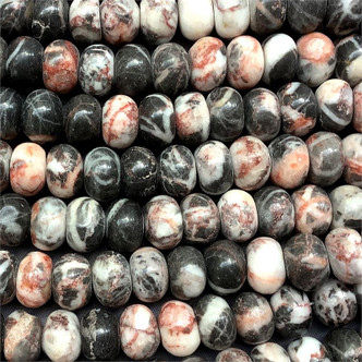 Dark Red Vein Marble 12x8mm Rondelle Semi Precious Stone Beads per Strand