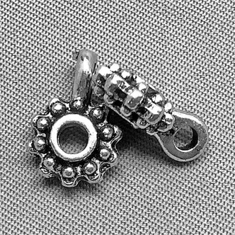Dotted Boho Circle 12x8mm Charm Bails Antique Silver Plated Alloy Q50 Per Pkg