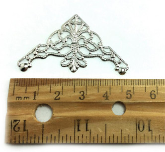 Ornate Corner Filigree Component 26x48mm Antique Silver Plated Alloy Q20 Per Pkg