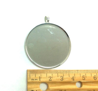 Large Round Cabochon Memory Tray Pendants 48x42mm Antique Silver Plated Alloy Q6 Per Pkg