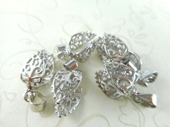 Filigree Leaf Silver Plated Pinch Bail Q6 Per Pkg