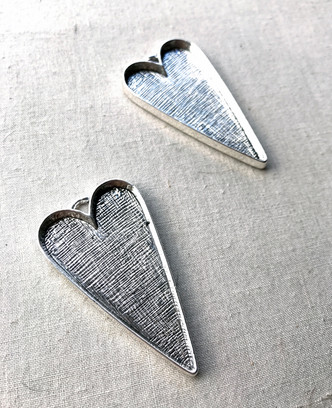 Long Heart Memory Tray Pendants 52x30mm Antique Silver Plated Alloy Q8 Per Pkg