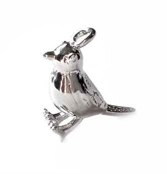 Antique Silver Platinum Plated Brass 3D 14x12x5mm Bird Wren Charm Q8 Per Pkg