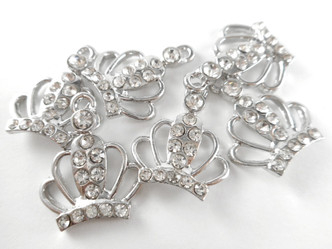 Diamond Tiara Silver Plated Crystallized Crown Charms Q6 Per Pkg