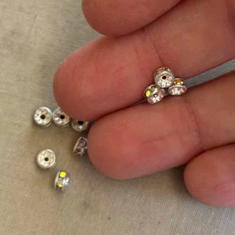 4.5mm Crystal AB Rondelle Preciosa Beads Silver Plated Czech Q20 Per Pkg