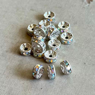 5mm Crystal AB Rondelle Preciosa Beads Silver Plated Czech Q20 Per Pkg