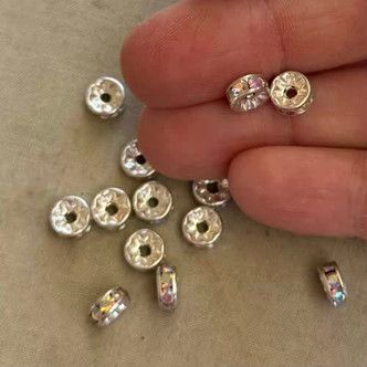 5mm Crystal AB Rondelle Preciosa Beads Silver Plated Czech Q20 Per Pkg
