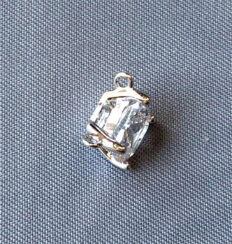 Platinum Plated Brass 13x9x4mm 2 Loop Rhinestone Link Connector Q2 Per Pkg