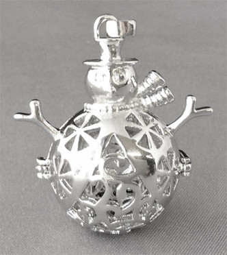 Snowman Winter Aromatherapy Oil Diffuser Pendant 44x33mm Antique Silver Plated Q1 Per Pkg