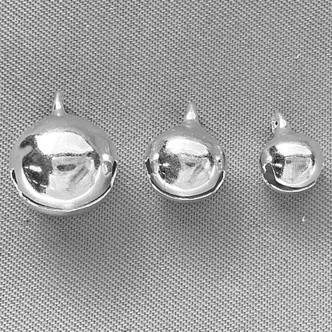 Christmas Jingle Bell Charms 6-10mm Shiny Silver Plated Alloy Q30 Per Pkg