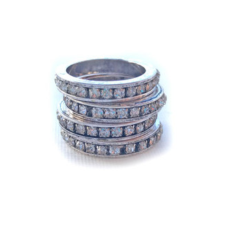 24mm Antique Silver Plated Rhinestone Crystal Connector Link Q4 Per Pkg