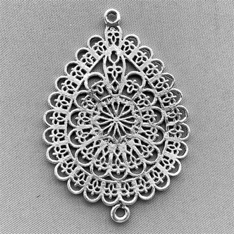 Filigree Teardrop 2 Loop Links 63x44mm Antique Silver Plated Alloy Q2 Per Pkg
