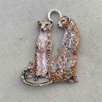 Nubian Cheetahs Big Cats Artisan Patina Pendant 65x45mm Hand Painted Per Pc