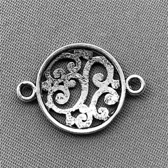 Baroque Swirl Circle 2 Loop Links 20x14mm Antique Silver Plated Alloy Q30 Per Pkg