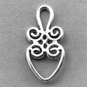 Scroll Work Heart 2 Loop Links 2514mm Antique Silver Plated Alloy Q10 Per Pkg