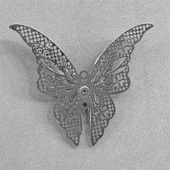 Layered Filigree Butterfly Antique Silver Plated Alloy 41x36mm Crystal Rhinestone Pendants Q3 per Pkg