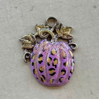 Isolde Purple Leopard Cheetah Pumpkin Hand Painted Pendant Per Pc