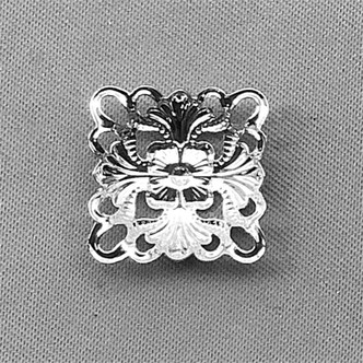 Filigree Concave Square Links Connectors 14.5mm Platinum Plated Q5 per Pkg