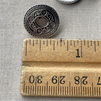 Oval Bezel Button Art Nouveau Silver Plated Alloy 17x7mm Q20 Per Pkg