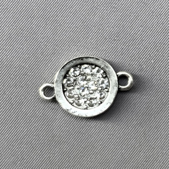 Clear Crystal Round 2 Loop Links Connectors 22x14mm Antique Silver Plated Rhinestone Q5 Per Pkg