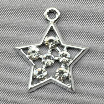 Large Crystal Rhinestone Star Charms 21x18mm Antique Silver Plated Q10 per Pkg