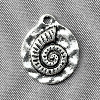 Ammonite Seashell Ocean Charms 19x16mm Antique Silver Plated Q12 per Pkg