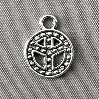 Dotted Peace Sign Charms 17x13mm Antique Silver Plated Q50 per Pkg