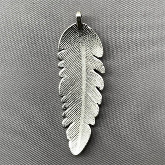 Feather 53x17mm Silver Plated Charms Q6 Per Pkg