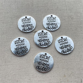The Secret Ingredient is Always Chocolate Charms Silver Plated 22mm 6pcs Per Pkg