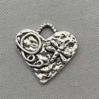 Dragonfly Heart Charms 20mm Antique Silver Plated Q6 per Pkg