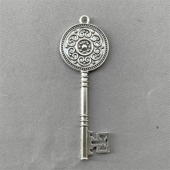 Medallion Key Cabochon Memory Tray Pendants 75x25mm Antique Silver Plated Alloy Q6 Per Pkg