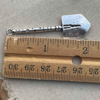 Frosty Snow Shovel Charms Artisan Hand Painted Vintage Style 55x15mm Per Pair