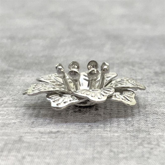 Hibiscus Flower Bead Cap Filigree Component 14x5mm Platinum Plated Brass Q20 Per Pkg
