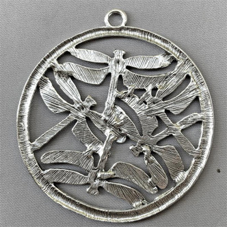 Large Dragonflies Pendants 70x64mm Antique Silver Plated Q2 Per Pkg