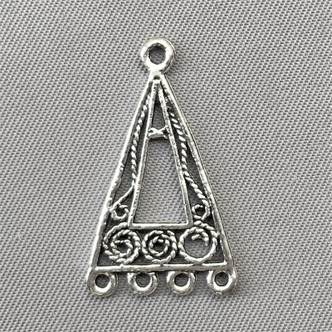 Triangle 4 Loop Chandelier Links 25x15mm Antique Silver Connectors Q10 Per Pkg