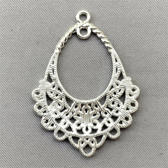 Filigree Drop 4 Loop Chandelier Links 42x31mm Shiny Silver Plated Alloy Q8 Per Pkg