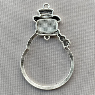 Large Snowman Frame Pendants 66x40mm Antique Silver Plated Q2 per Pkg