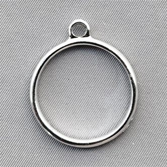 Crystal Circle Charms 29x25mm Platinum Plated Alloy Q8 Per Pkg