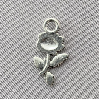 Rose Charms 21x10.5mm Antique Silver Plated Alloy Q24 per Pkg